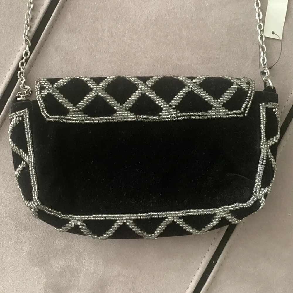 NWT H & M Black Beaded Shoulder Bag - Picture 9 of 17